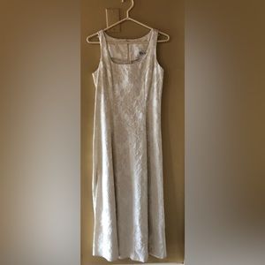 Ivory jacquard full length evening dress